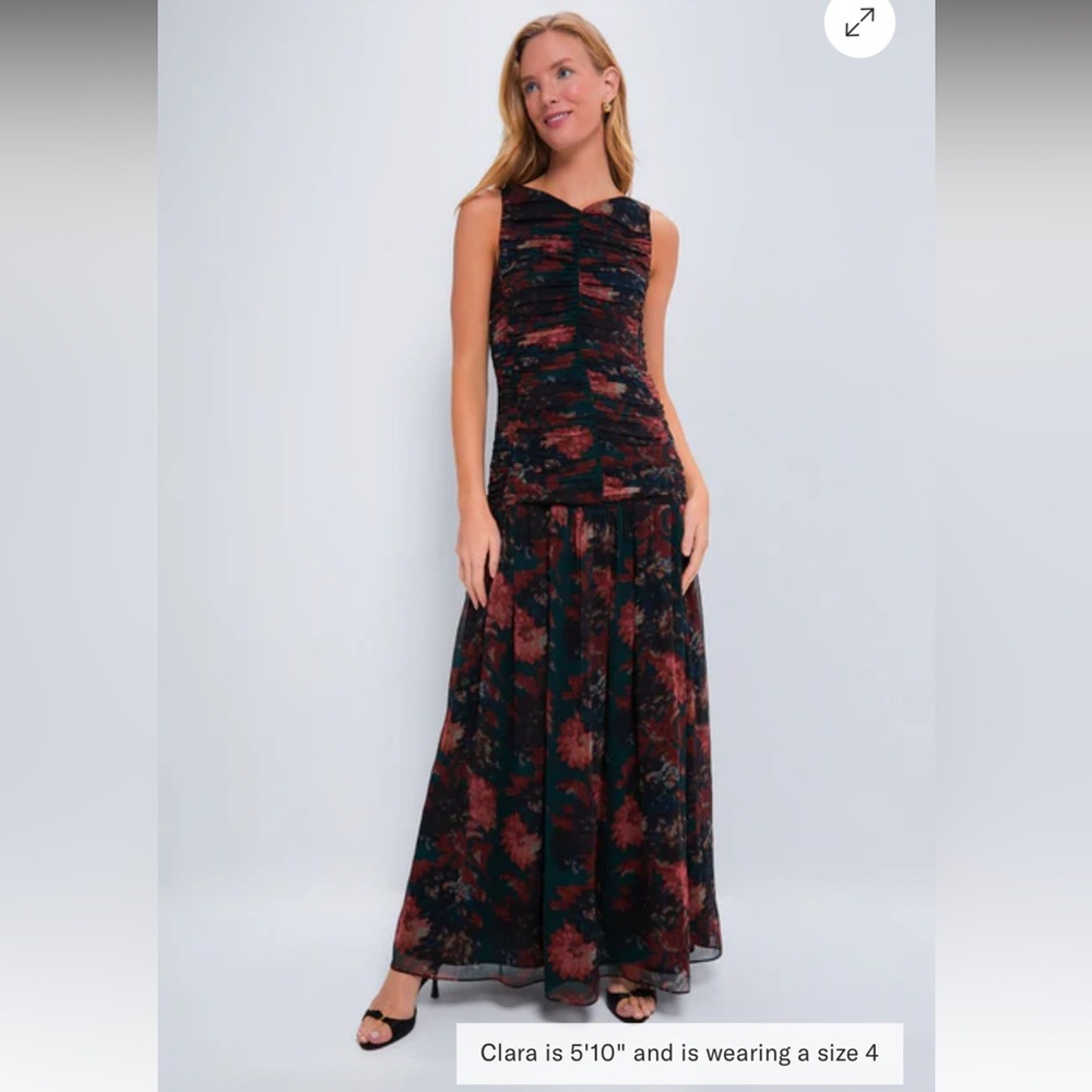 Tuckernuck Persimmon Floral Chiffon Eloise Dress - Sz 6